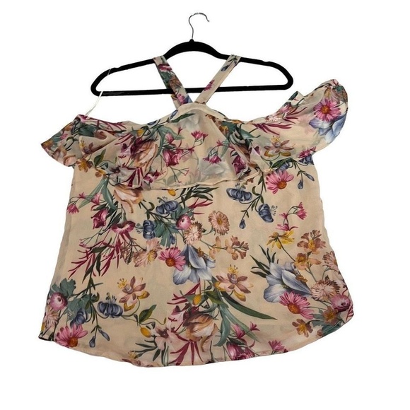 Sweat Pea Blush Pink Floral Cold Shoulder Blouse - Picture 1 of 6